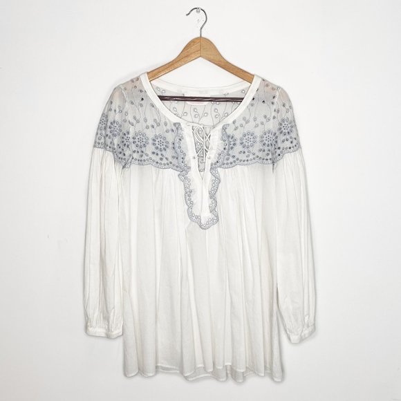 See by Chloé Eyelet Boho Blouse w/ Bishop Sleeves - Picture 1 of 9